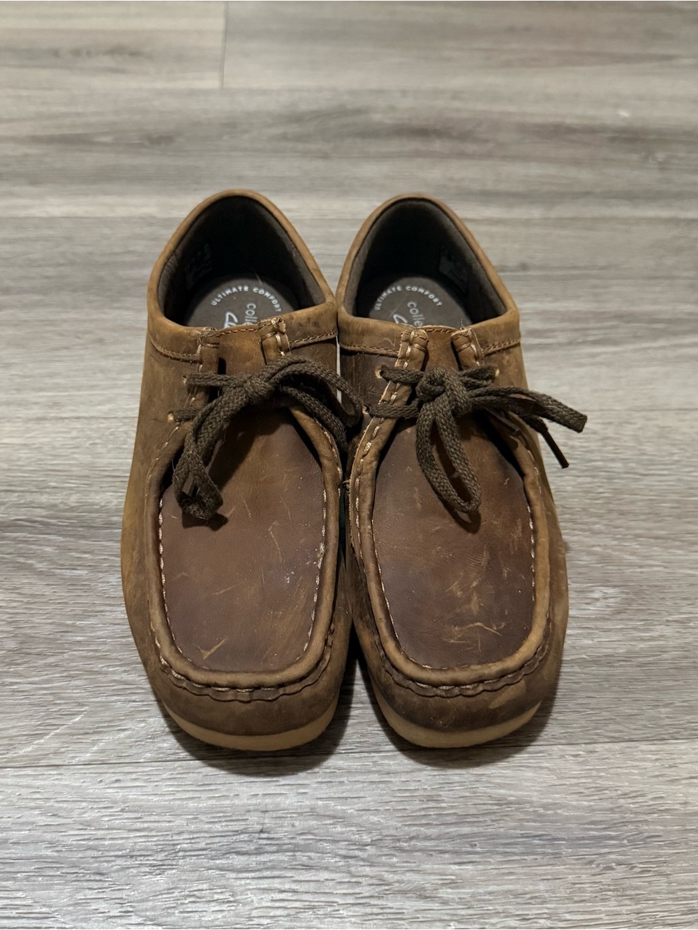 Clarks Brown Suede Moccasin Lace-Up Flats